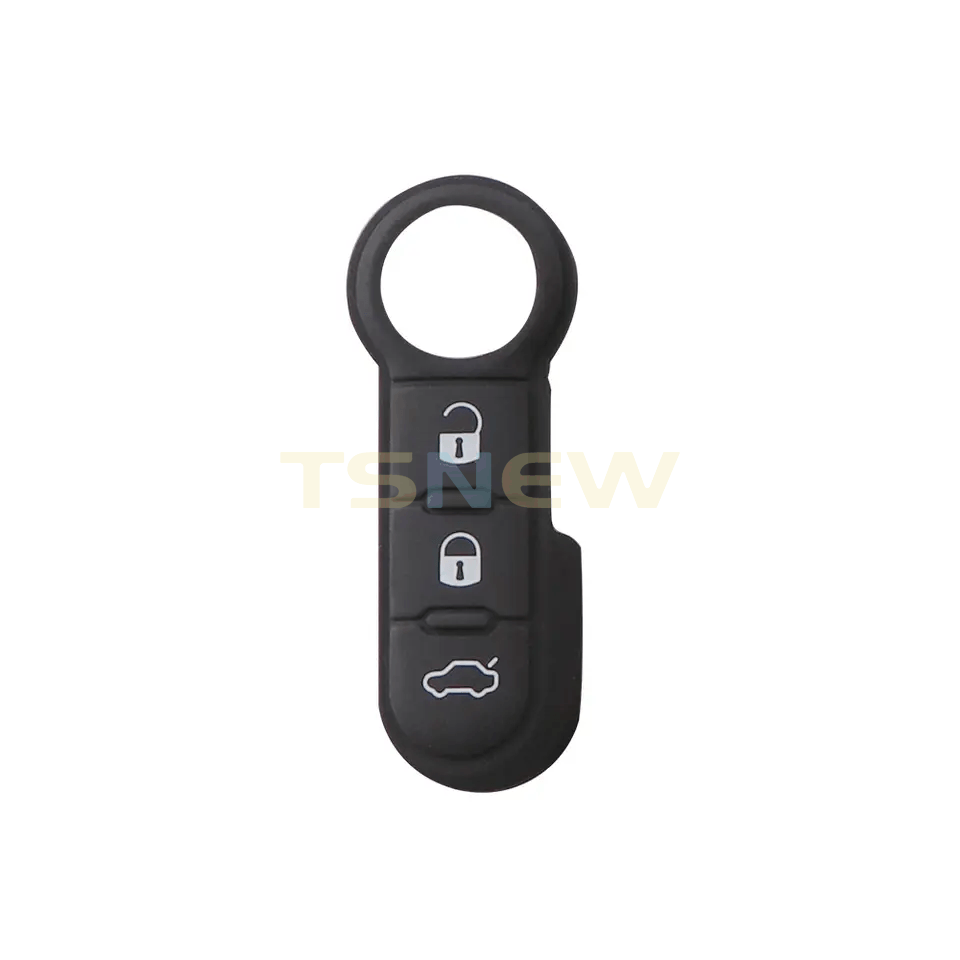 New Folding Key Shell For Fiat 500 White Rubber Buttons