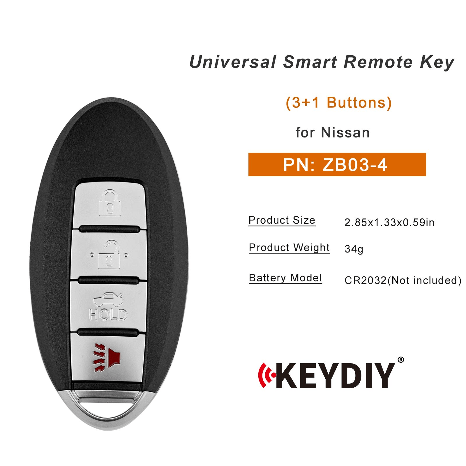KEYDIY KD ZB03-4 Smart Remote Key for Nissan Type 3+1 Buttons