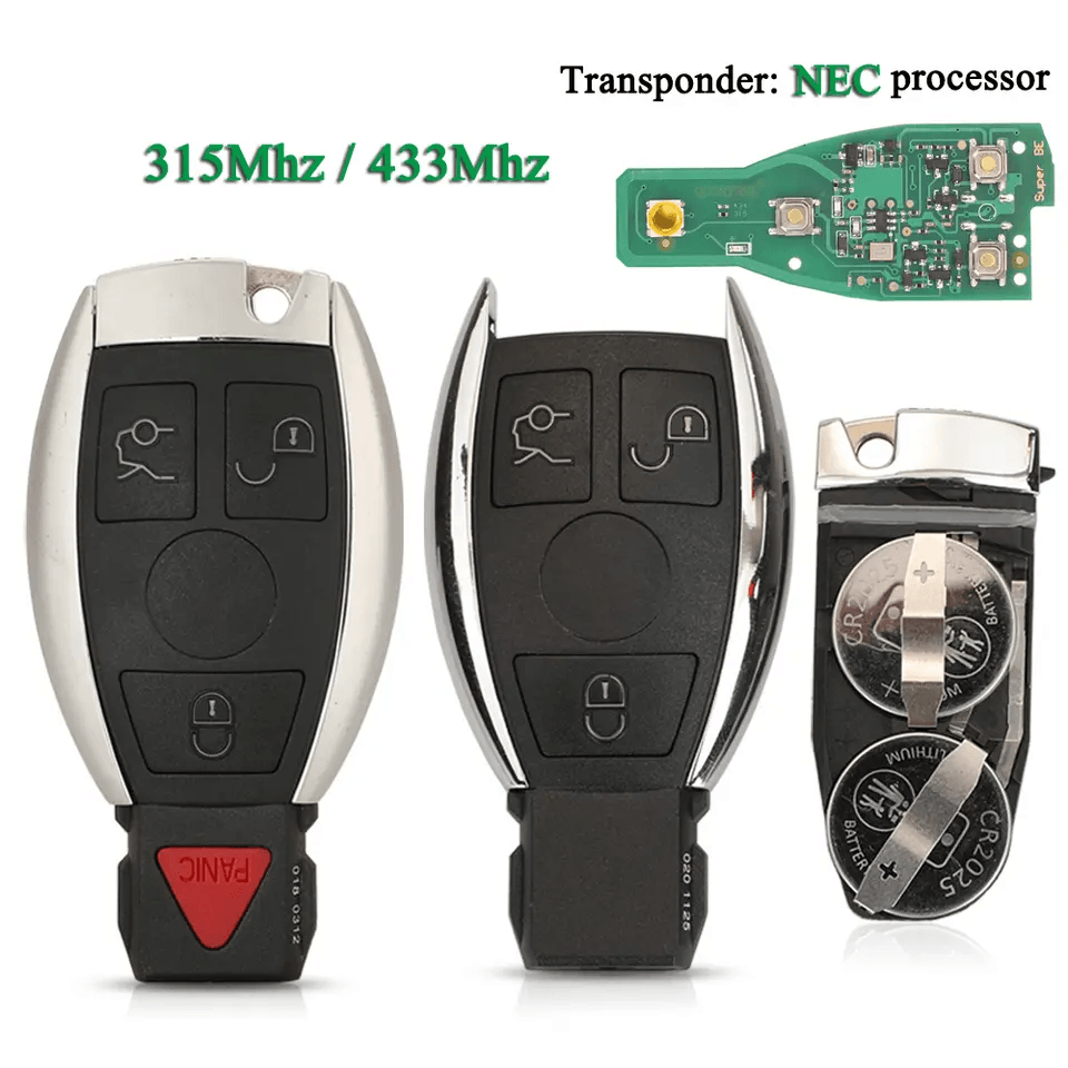 3/4 Buttons NEC System Remote Car Key Fob With Dual Battery Holder 315/433MHz For Mercedes-Benz
