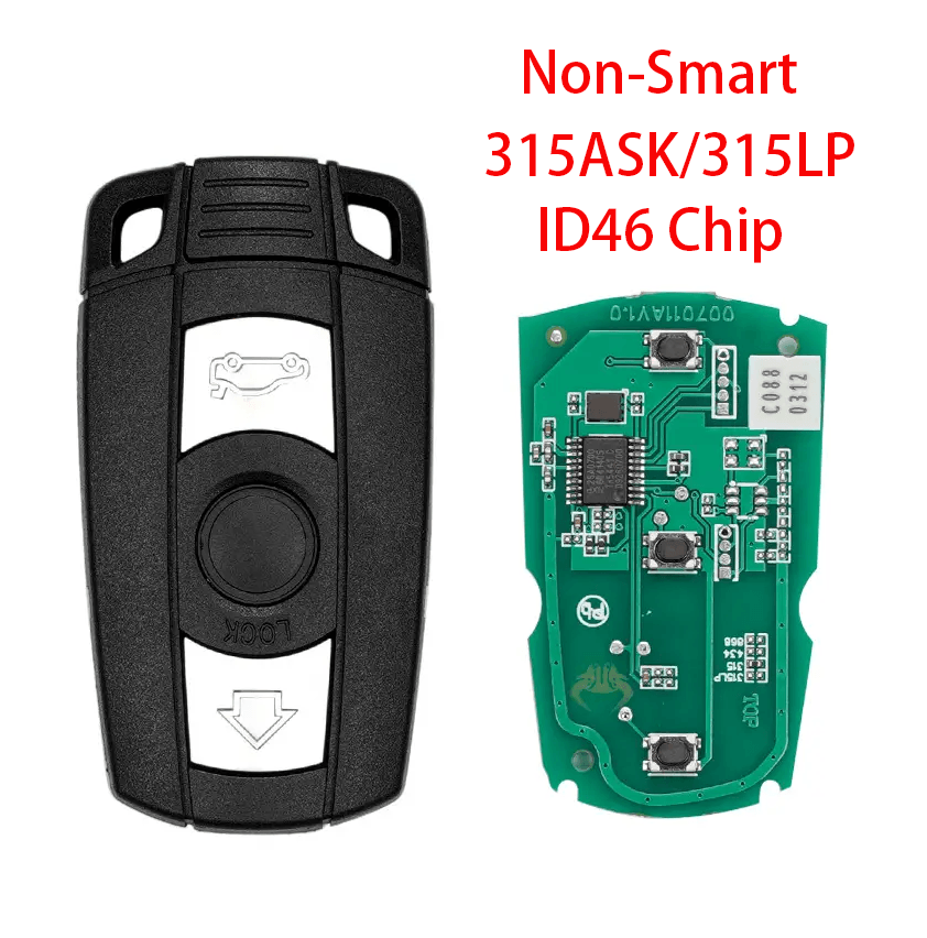 Non-Smart Remote Car Key Fob 315LP ASK Signal ID46 Transponder Chip For BMW CAS3 System