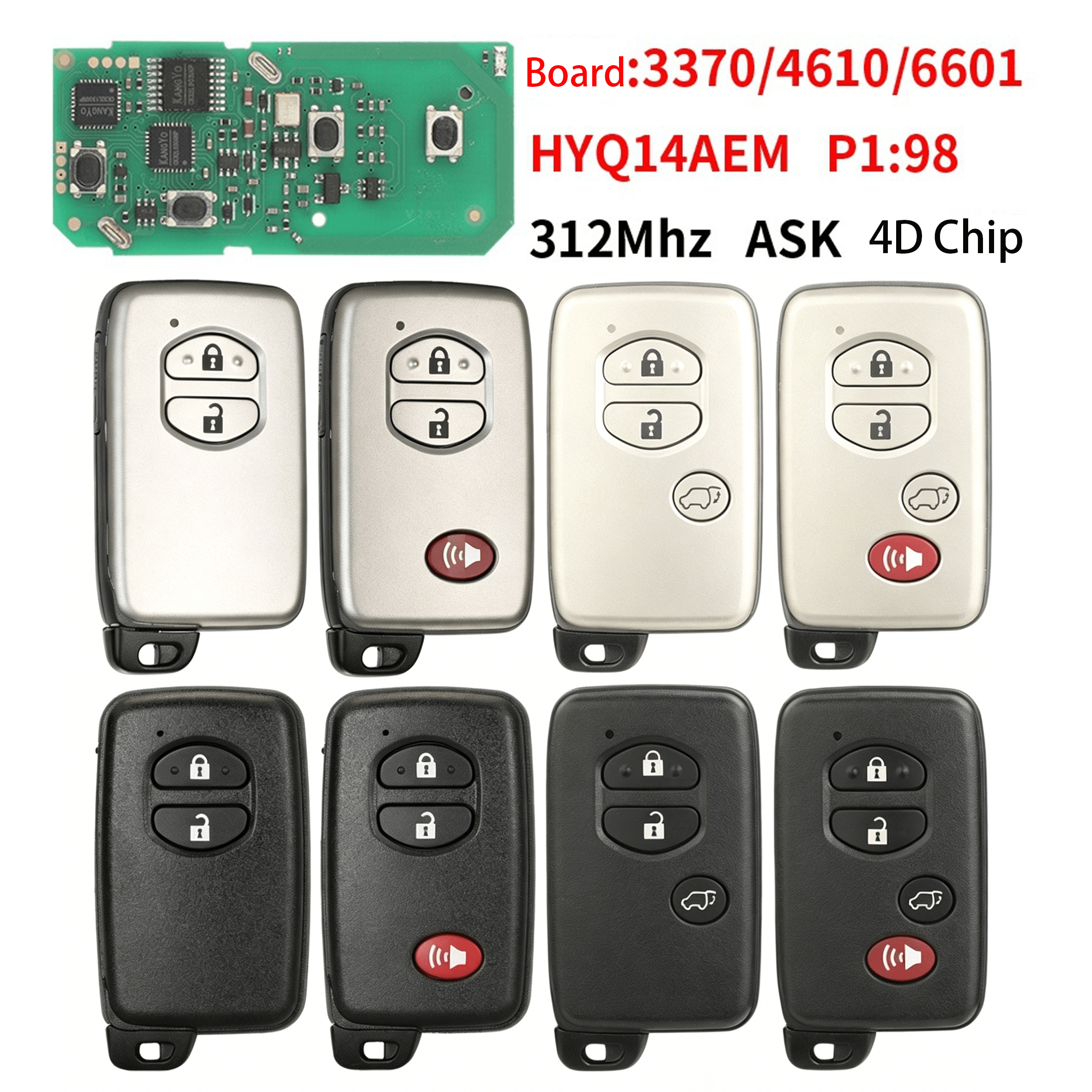 Remote Car Key Fob 312MHz OE Number 3370 4610 6601 FCC HYQ14AEM For Toyota RAV4