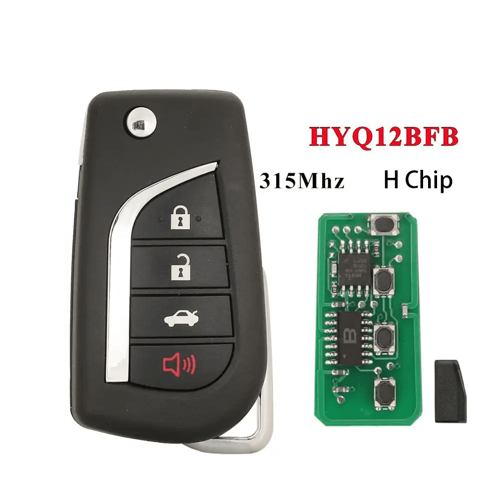 4 Buttons Flip Remote Car Key Fob 315MHz H Transponder Chip FCC HYQ12BFB Middle Groove Blade For Toyota