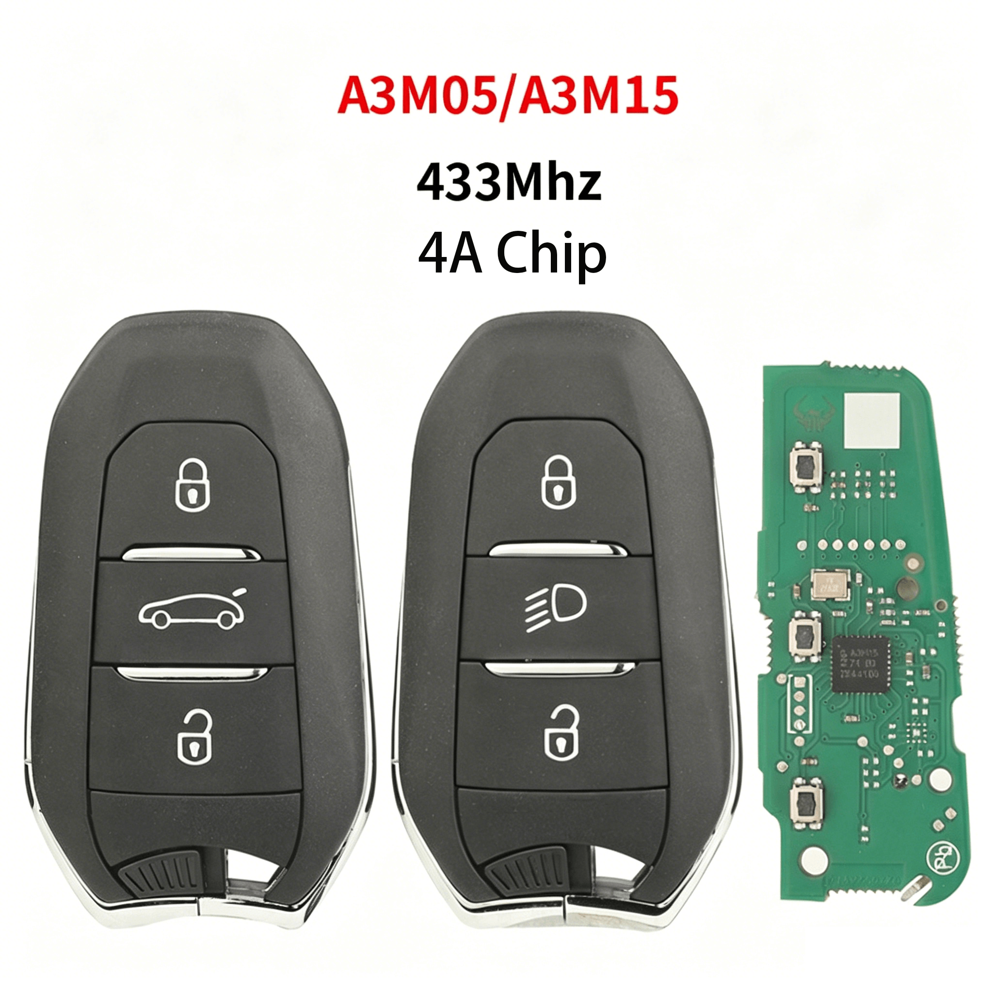New Smart Remote Car Key Fob 433MHz 4A Transponder Chip A3M05/A3M15 For Peugeot Citroen