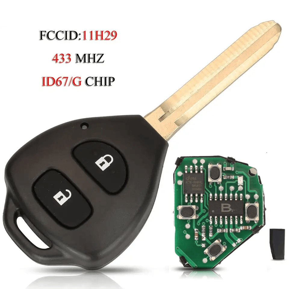 2 Buttons Remote Car Key Fob 433MHz ID67/G Transponder Chip 11H29 For Toyota RAV4 Corolla