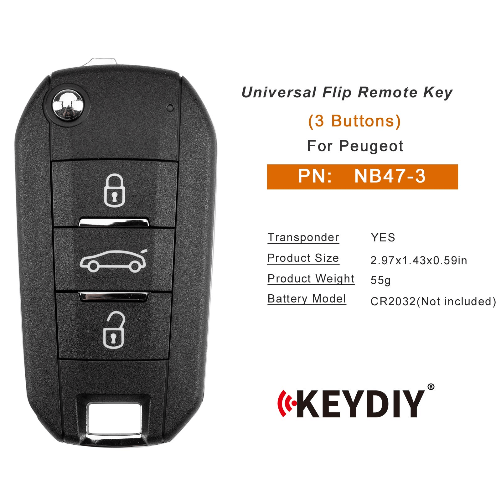 KEYDIY KD NB47-3 Flip Remote Key for Peugeot Type 3 Buttons