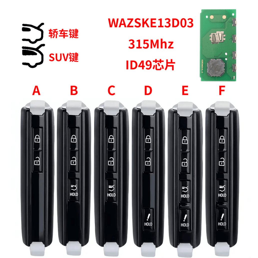 Smart Card Remote Car Key 315MHz ID49 Chip WAZSKE13D03 For Mazda