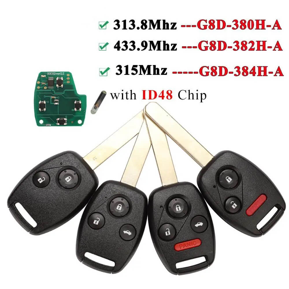 Car Remote Key OUCG8D-380/82/84H-A ID48 Chip 313.8/315/433MHz For Honda