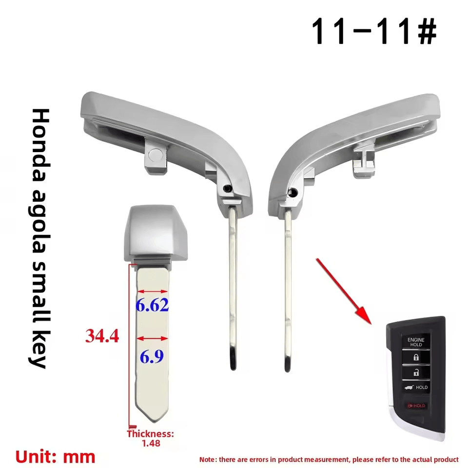 11-11# Uncut Smart Key Emergency Blade for Honda Agola Accord Keyless Entry Remote, Spare Mechanical Insert Blank Key Replacement