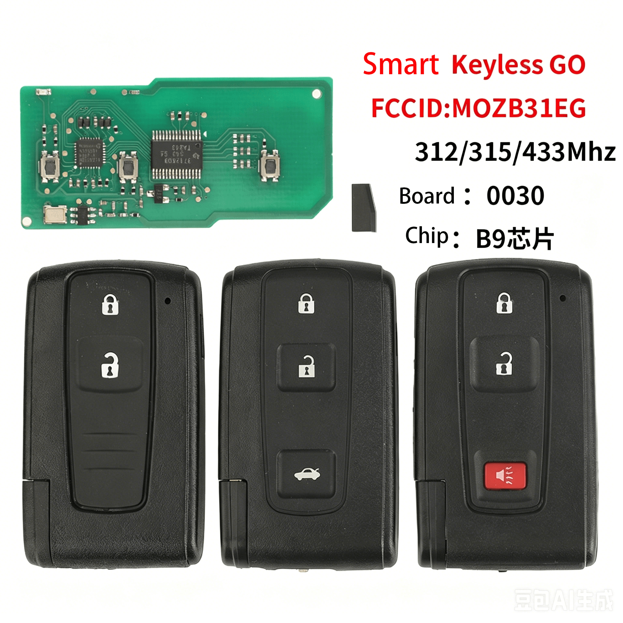 Full Smart Remote Car Key Fob 312/315/433MHz B9 Transponder Chip FCC MOZB31EG For Toyota