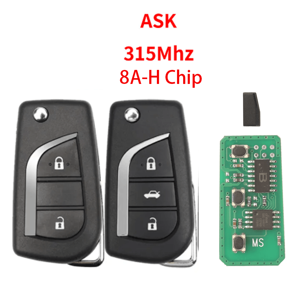 2/3 Buttons Flip Remote Car Key Fob ASK Signal 315MHz 8A-H Transponder Chip For Toyota Corolla