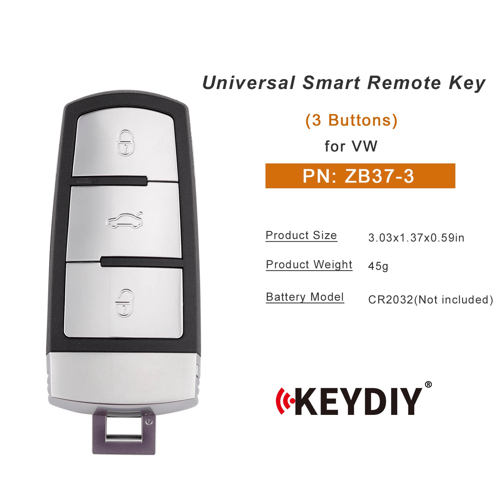 KEYDIY KD ZB37-3 Smart Remote Key for VW Type 3 Buttons