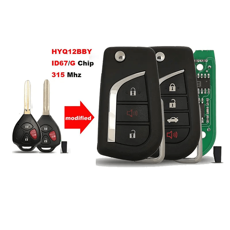 3/4 Buttons Modified Remote Car Key Fob 315MHz ID67/G Transponder Chip FCC HYQ12BBY For Toyota