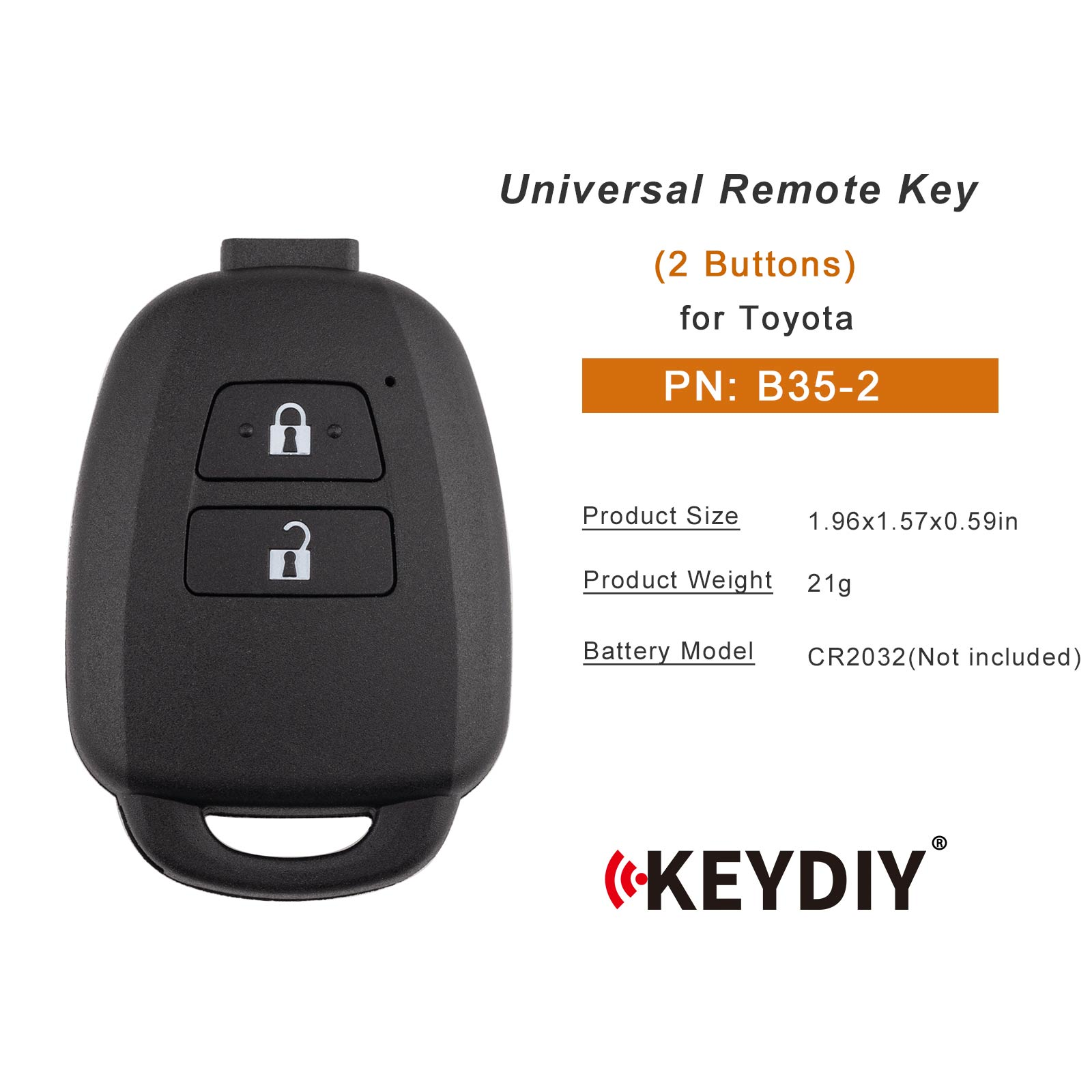 KEYDIY KD B35-2 Remote Key for Toyota Type 2 Buttons