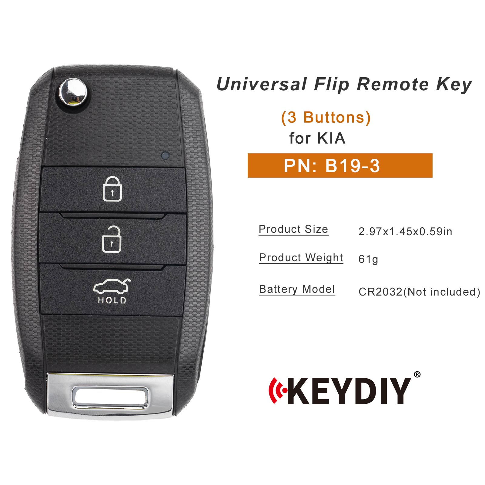 KEYDIY KD B19-3 Flip Remote Key for KIA Type 3 Buttons