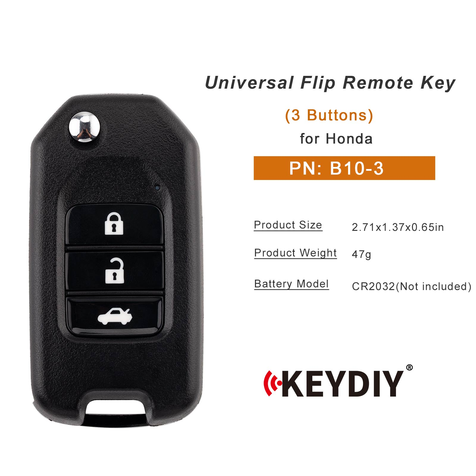 KEYDIY KD B10-3 Universal Flip Remote Key 3 Buttons for Honda Type