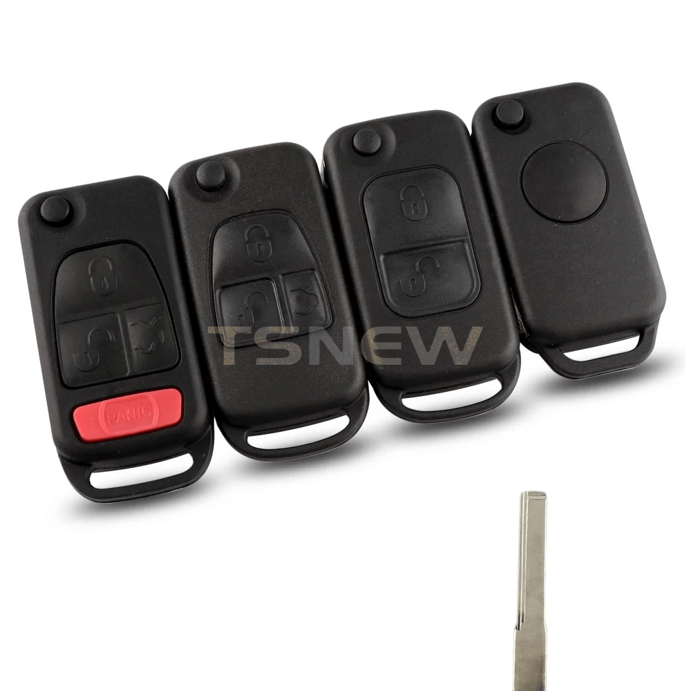 1/2/3/4 Buttons Flip Remote Key Replacement Shell With Small Uncut Blade For Old Mercedes-Benz Car Key Fob Housing