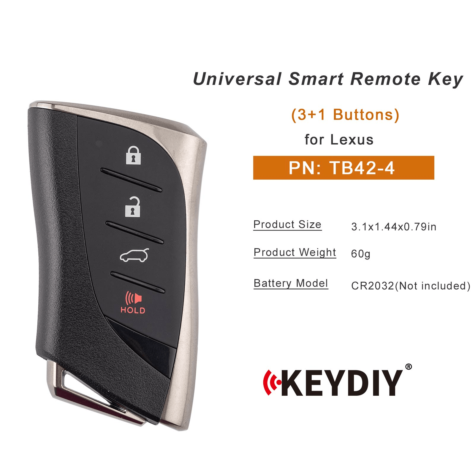 KEYDIY KD TB42-4 Smart Remote Key for Lexus Type 3+1 Buttons