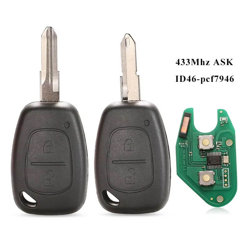 2 Button Straight Car Remote Key 433MHz ID46 7946 Chip For Renault