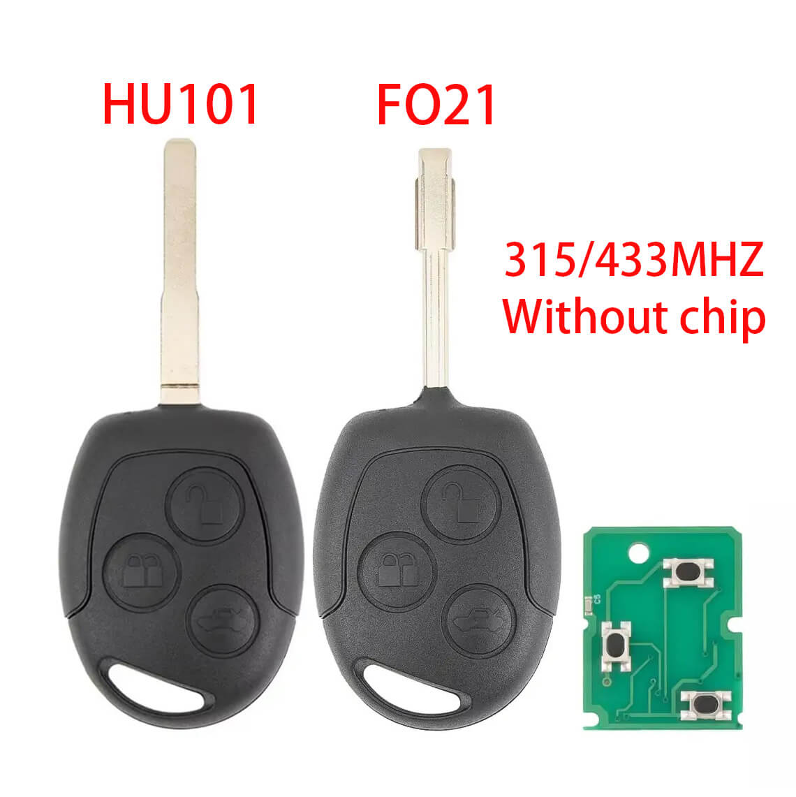 3 Button Straight Remote Car Key 315/433MHz No Chip For Ford Focus
