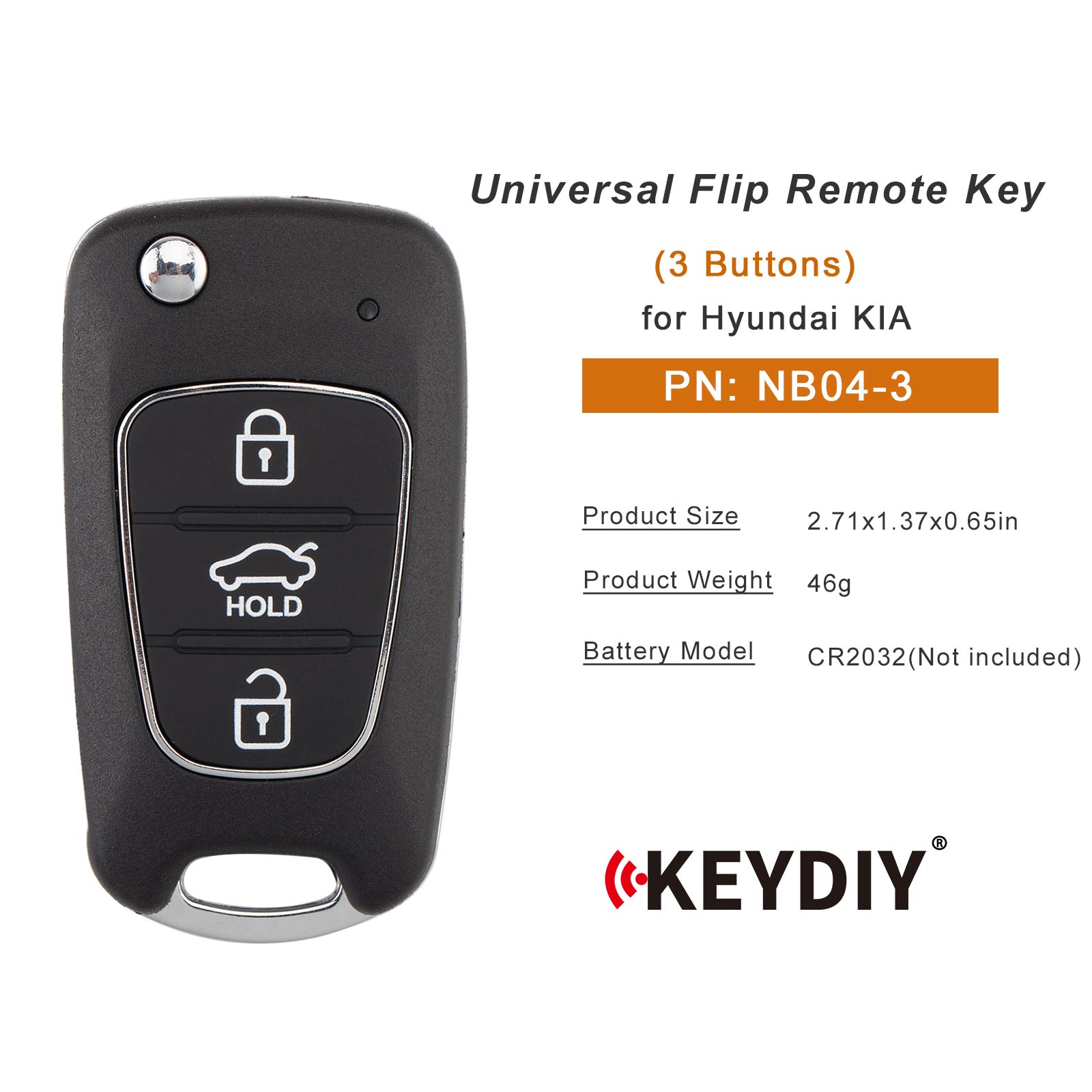 KEYDIY KD NB04-3 PCF Flip Remote Key for Hyundai KIA Type 3 Buttons