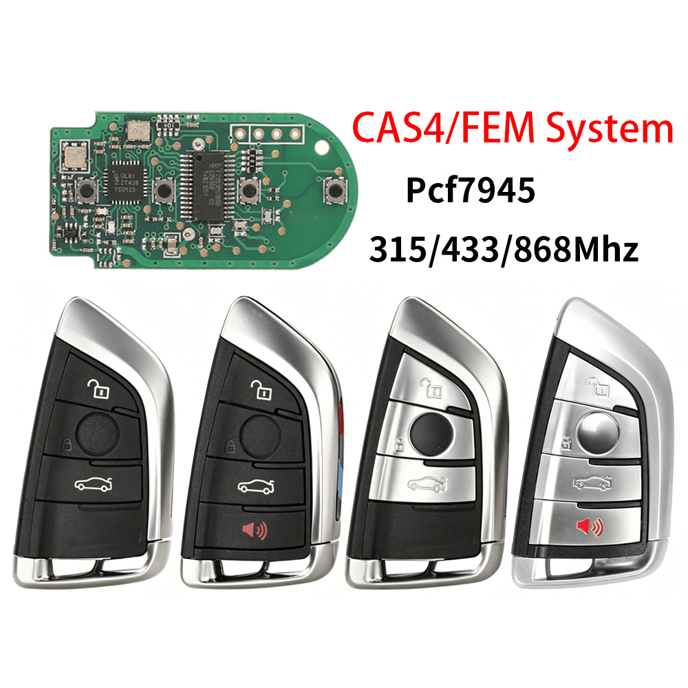 Blade Style Remote Car Key Fob 315/433/868MHz PCF7945 Transponder Chip For BMW CAS4 FEM System