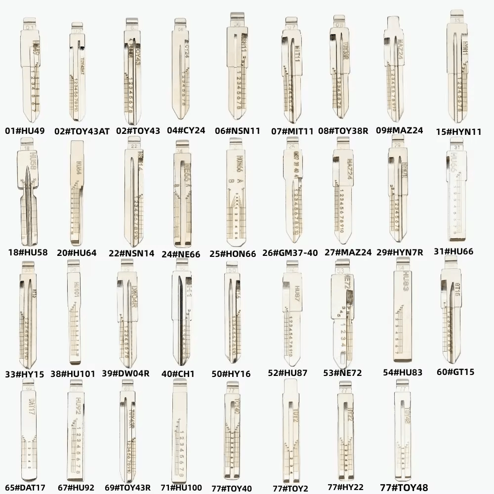 175PCS Engraved Line Key balde Scale Shearing Teeth Blank Car Key Blade for KD VVDI XHorse 35types each 5pcs
