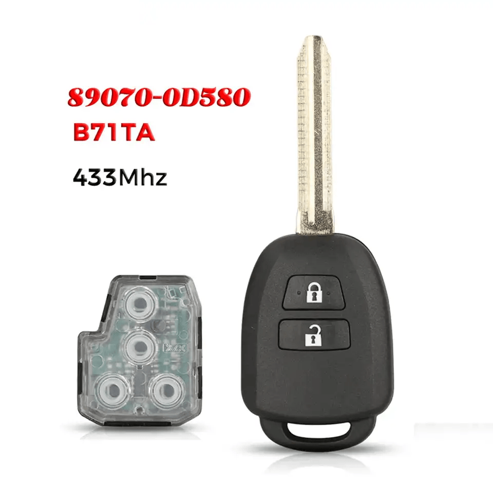 2 Buttons Remote Car Key Fob No Transponder Chip 433MHz FCC B71TA OE 89070-0D580 For Toyota