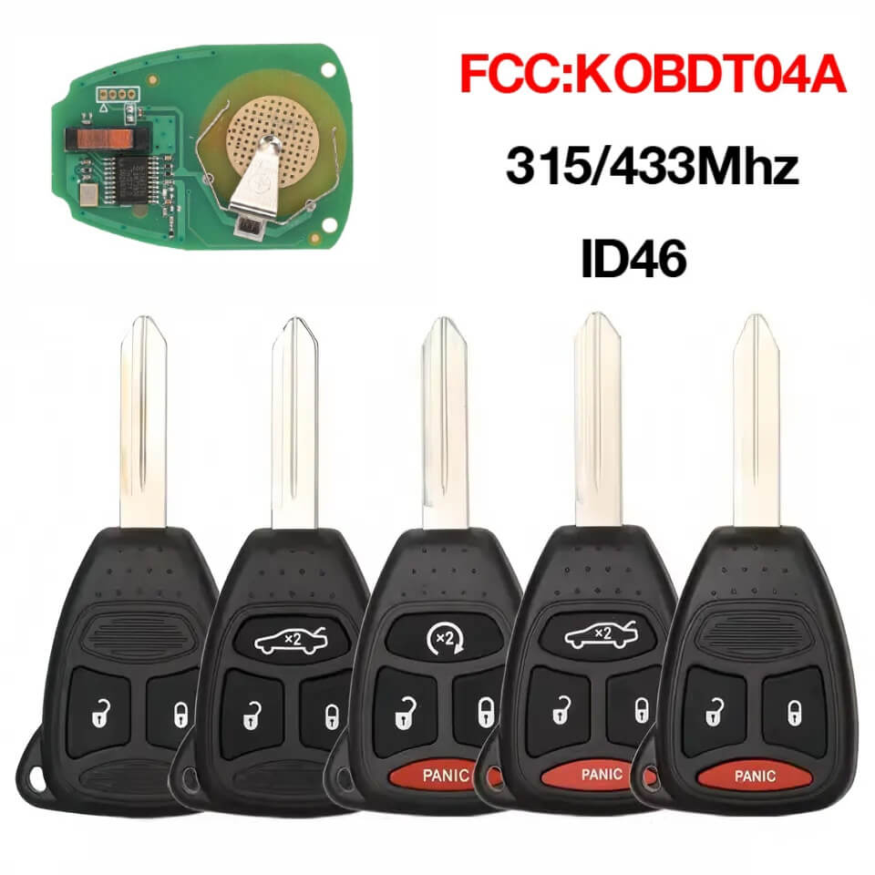 Remote Car Key ID46 Chip KOBDT04A 315/433MHz For Dodge Chrysler