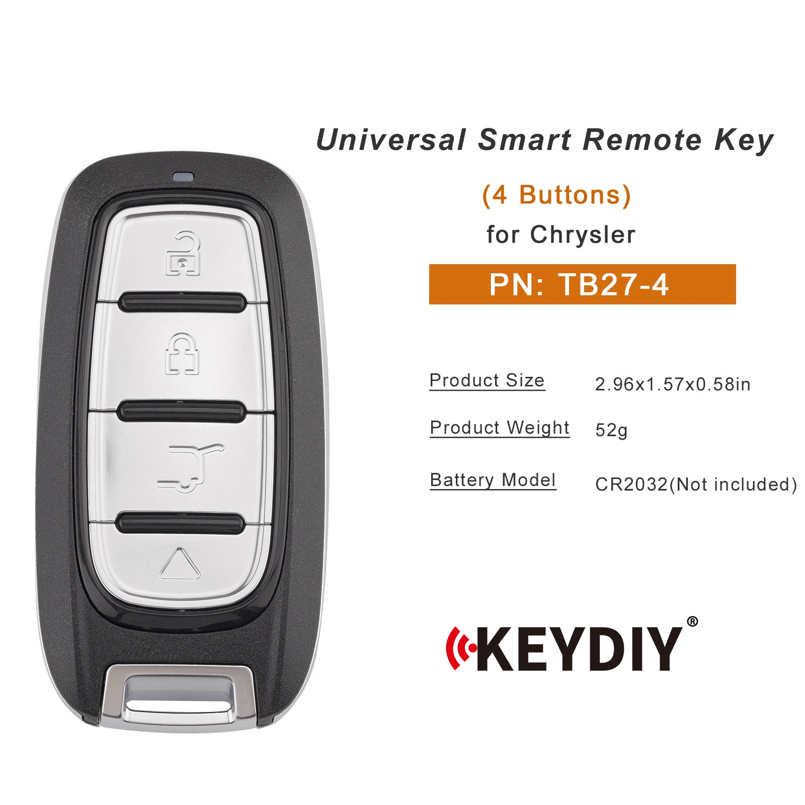 KEYDIY KD TB27-4 Smart Remote Key for Chrysler Type 4 Buttons