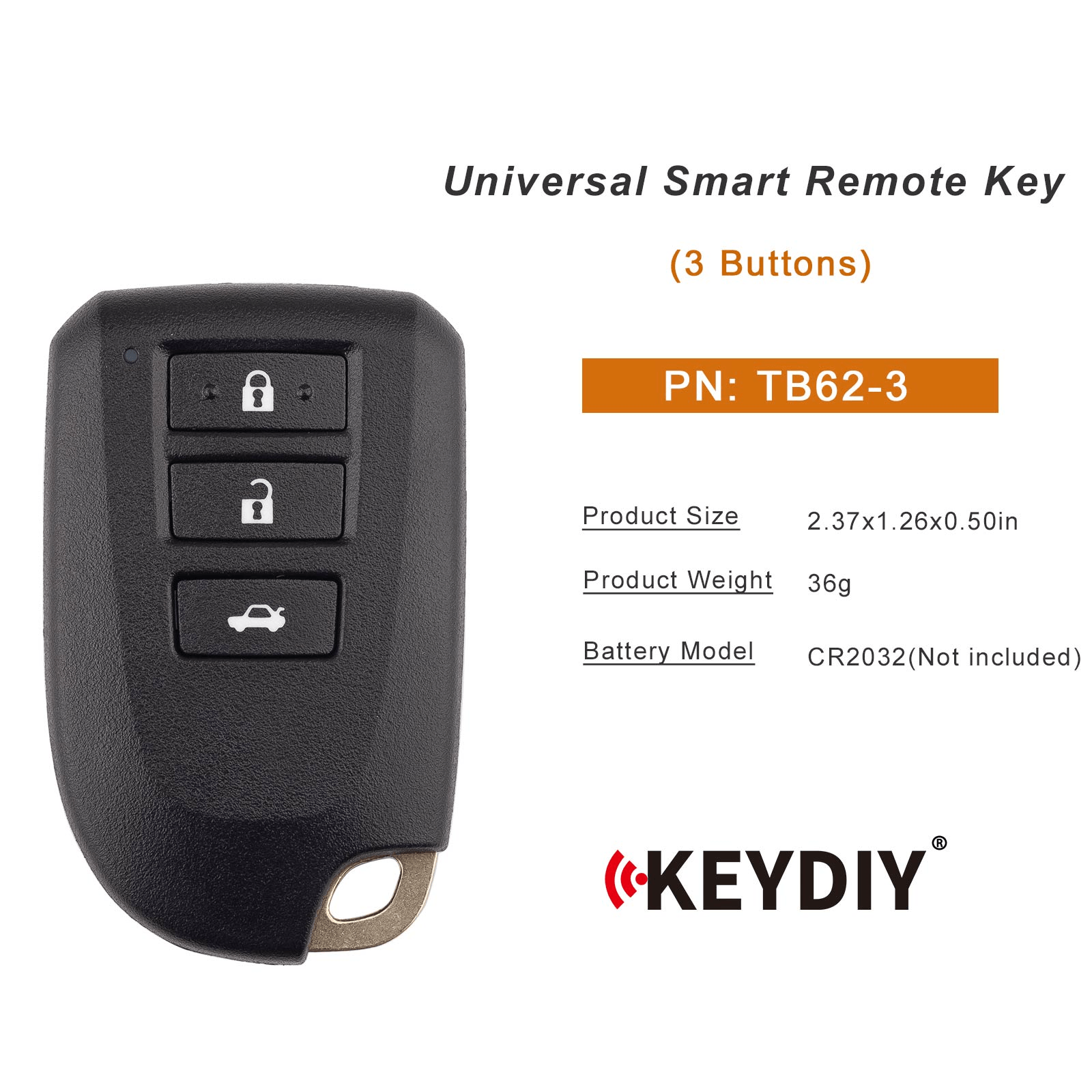KEYDIY KD TB62-3 Smart Remote Key 3 Buttons