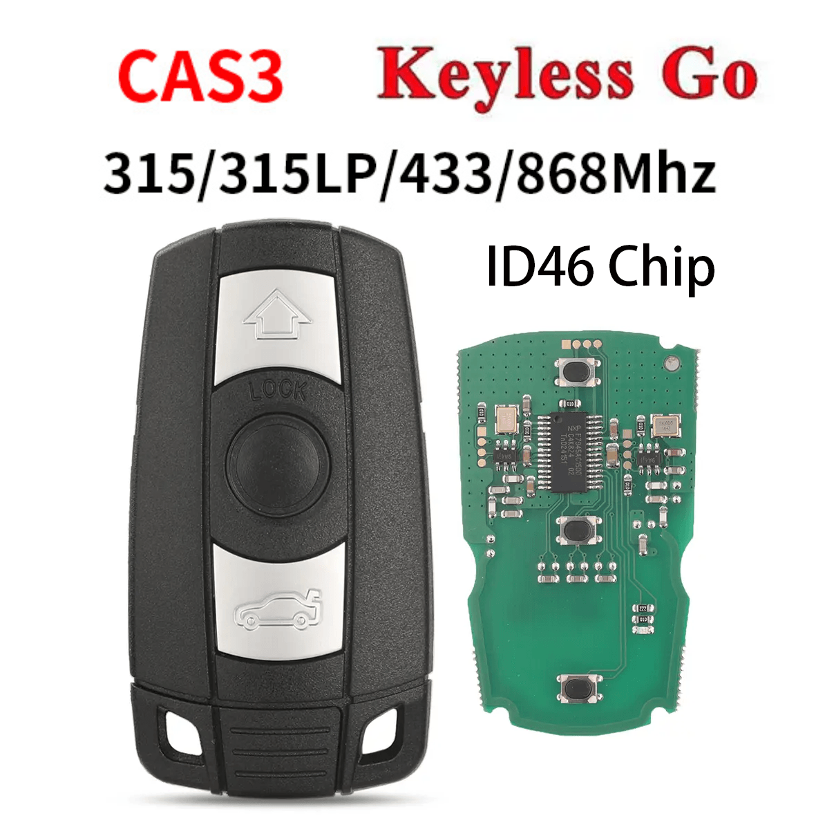 3 Buttons Full Smart Car Key Fob 315/433/868MHz ID46 Transponder Chip For BMW CAS3 System