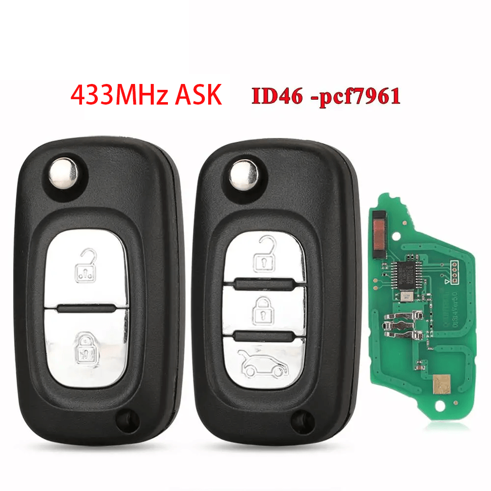 Remote Car Key Fob 433MHz ASK Signal ID46 PCF7961 Chip For Smart Mercedes-Benz