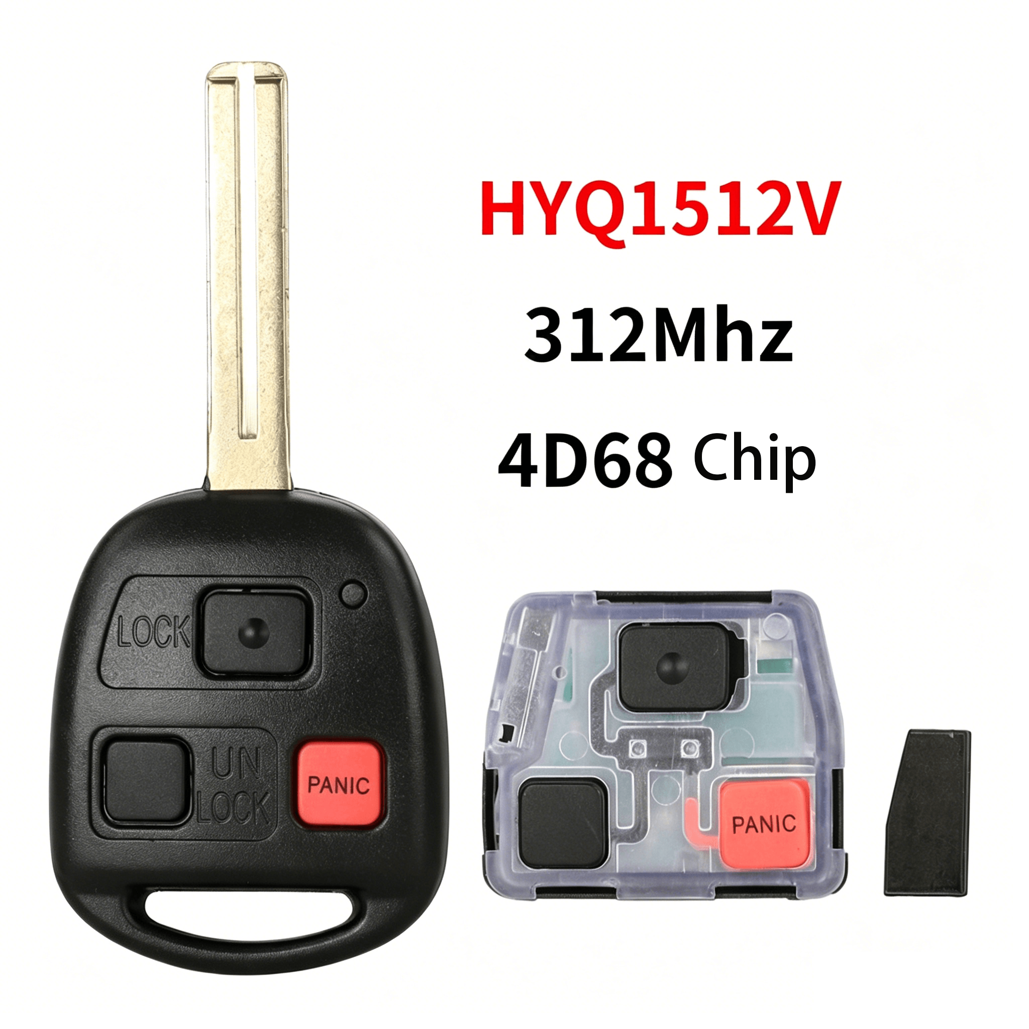 3 Buttons Straight Remote Car Key Fob 312MHz ID48 Transponder Chip FCC HYQ1512V For Toyota Lexus