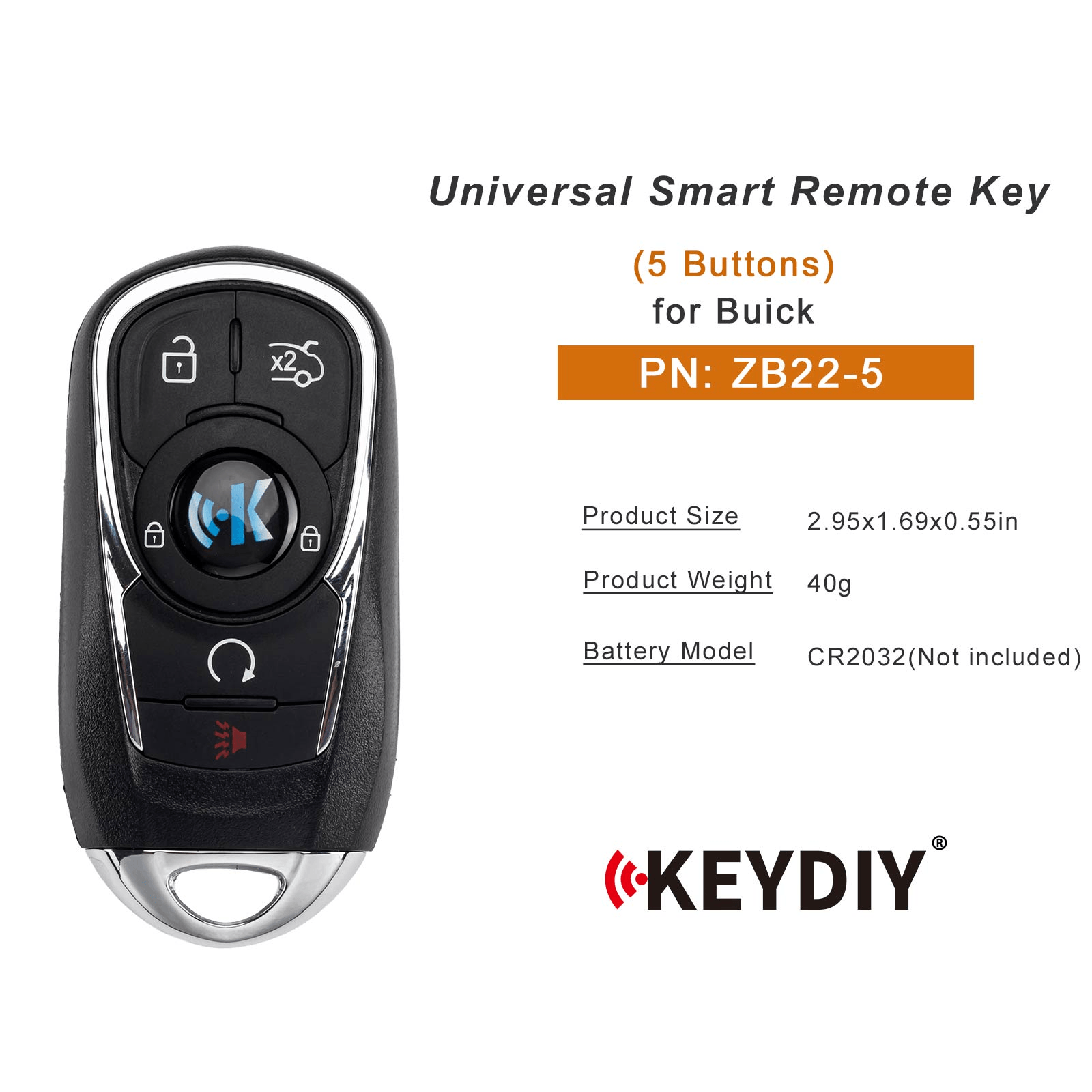 KEYDIY KD ZB22-5 Smart Remote Key for Buick Type 5 Buttons