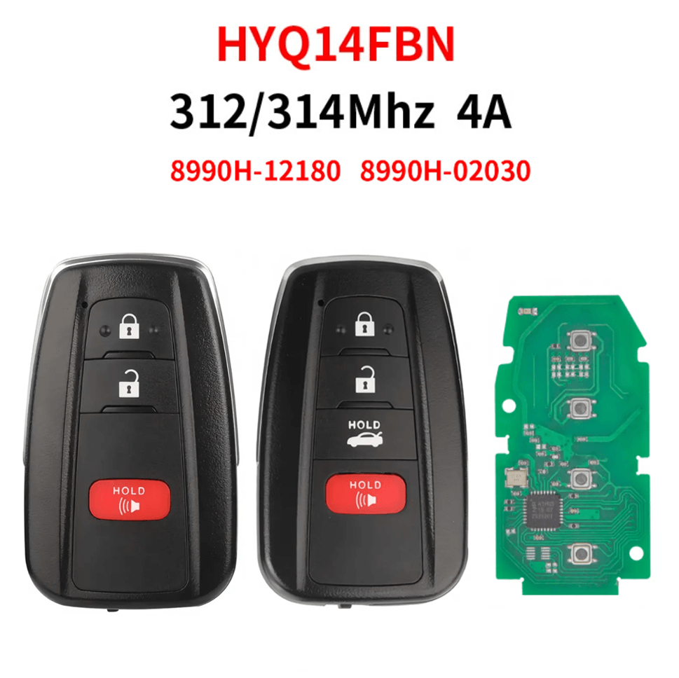 Smart Remote Car Key Fob 312/314MHz 4A Transponder Chip FCC HYQ14FBN For Toyota Corolla