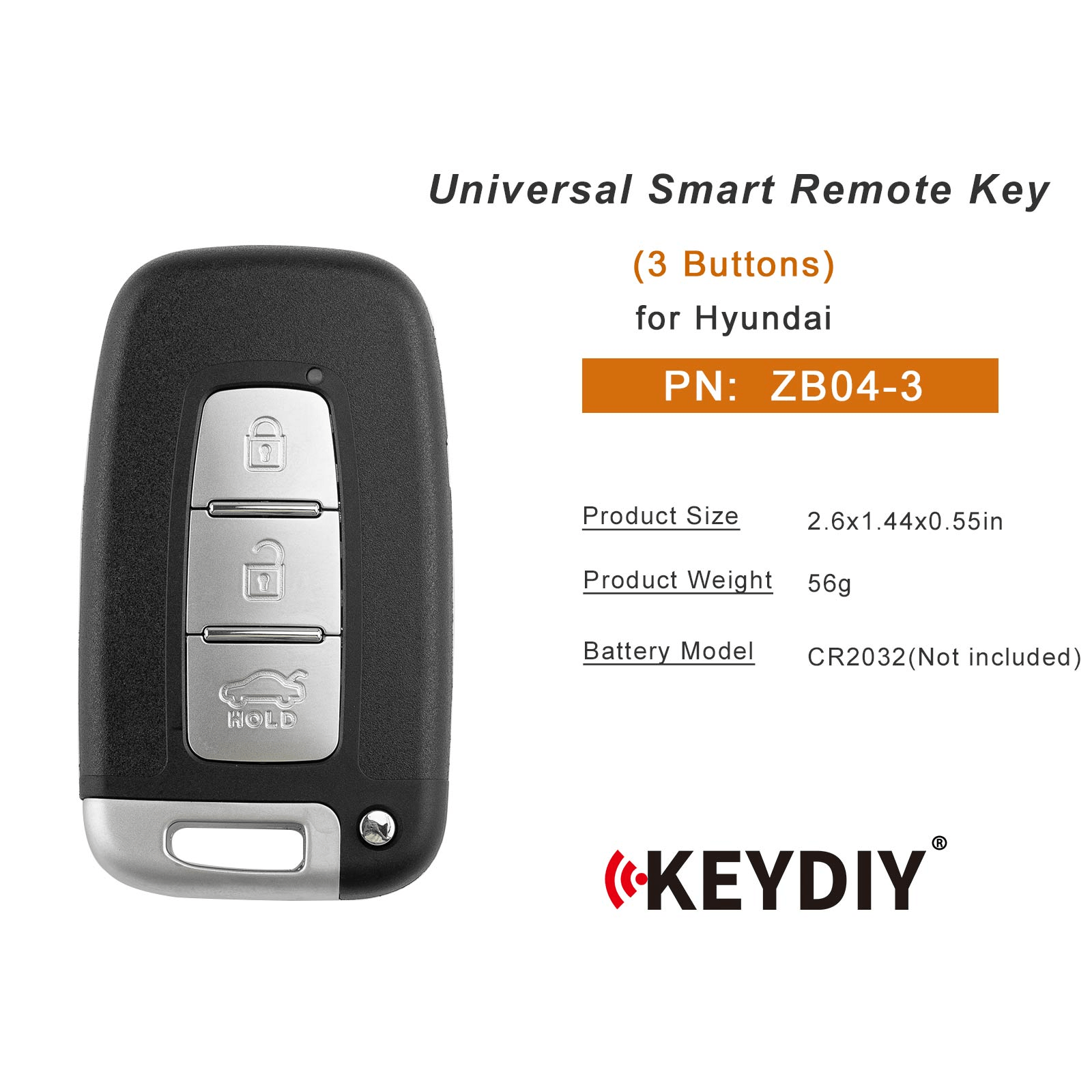 KEYDIY KD ZB04-3 Smart Remote Key (Middle Slot) for Hyundai Type 3 Buttons