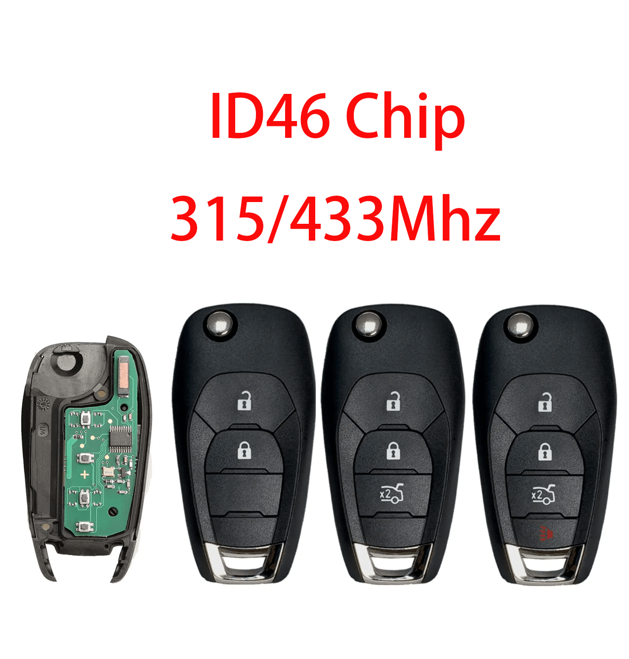 2/3/4 Button Remote Car Key ID46 Chip 315/433MHz With Round Groove On Back For Chevrolet