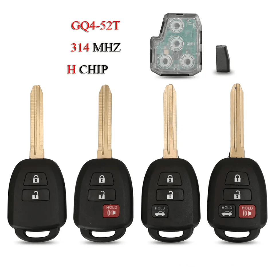 2/3/4 Buttons Remote Car Key Fob 314MHz H Transponder Chip FCC GQ4-52T For Toyota Camry RAV4