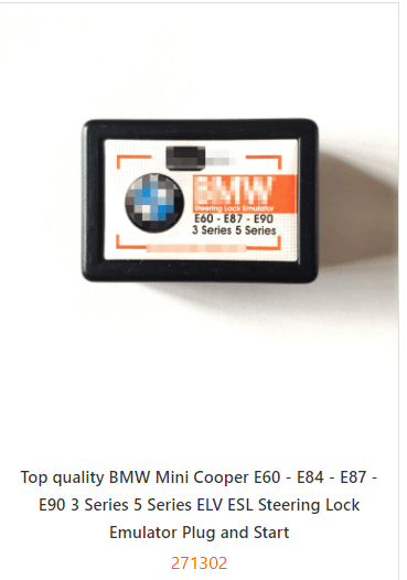 Top quality BMW Mini Cooper E60 - E84 - E87 - E90 3 Series 5 Series ELV ESL Steering Lock Emulator Plug and Start