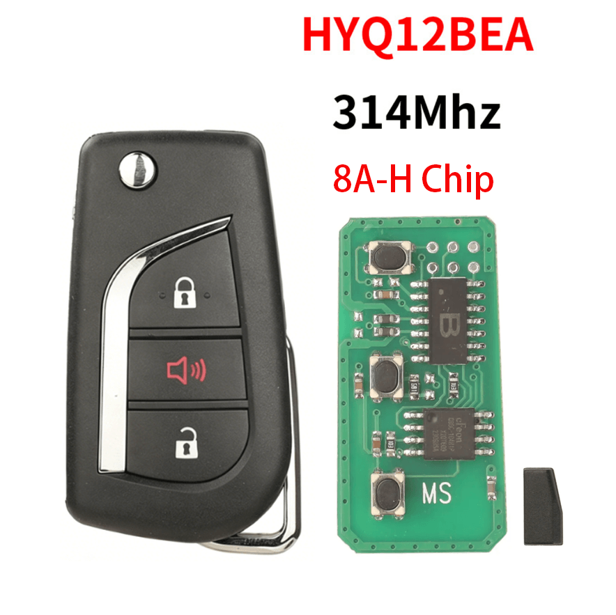 3 Buttons Remote Car Key Fob 314MHz 8A-H Transponder Chip HYQ12BEA OE 89070-12A60 For Toyota