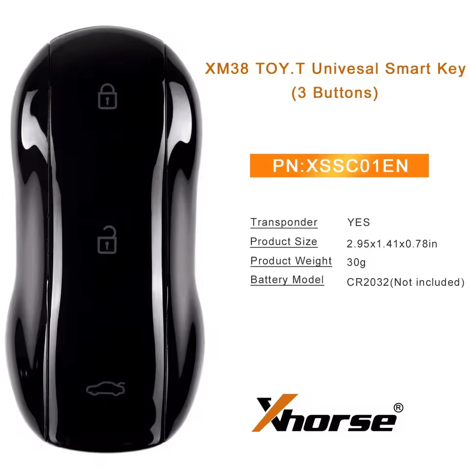 Xhorse XSSC01EN XM38 TOY.T Universal Smart Key Supercar Style Glossy Black Color 3 Buttons