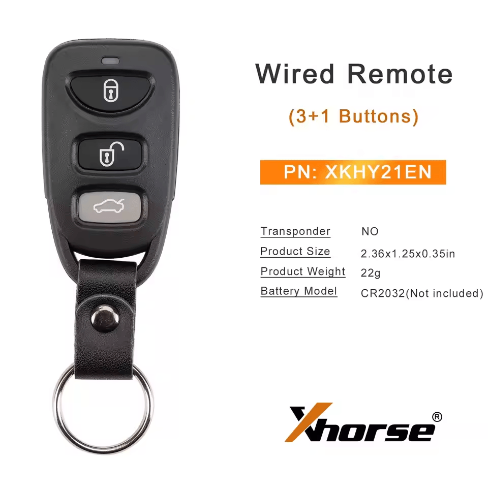 Xhorse XKHY21EN Wire Universal Remote Key for Hyundai 3+1 Buttons English Version Working With Xhorse VVDI Key tool