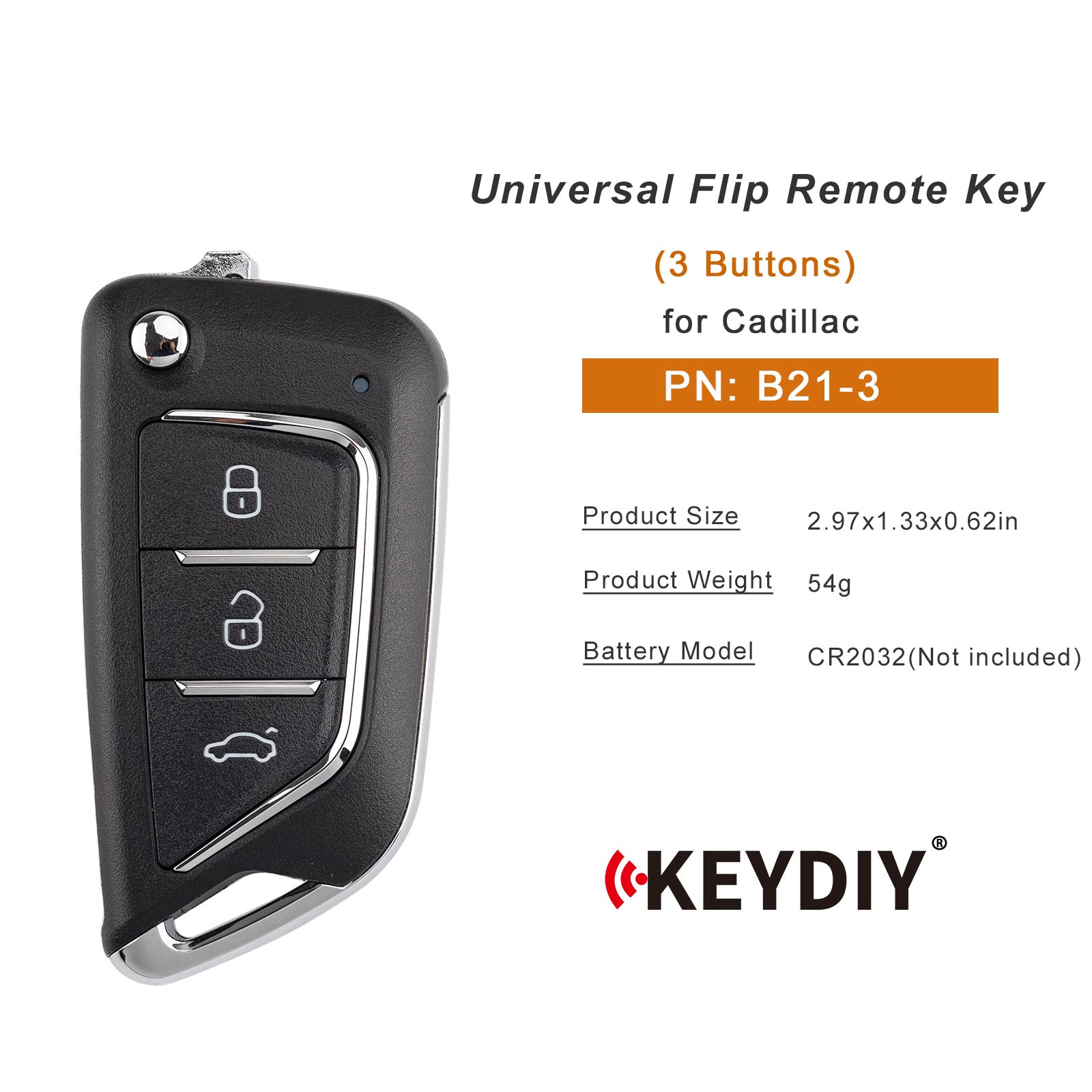 KEYDIY KD B21-3 Flip Remote Key Knife for Cadillac Type 3 Buttions