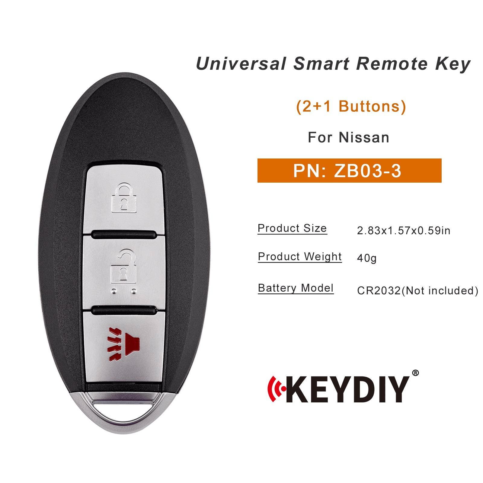 KEYDIY KD ZB03-3 Smart Remote Key for Nissan Type 2+1 Buttons