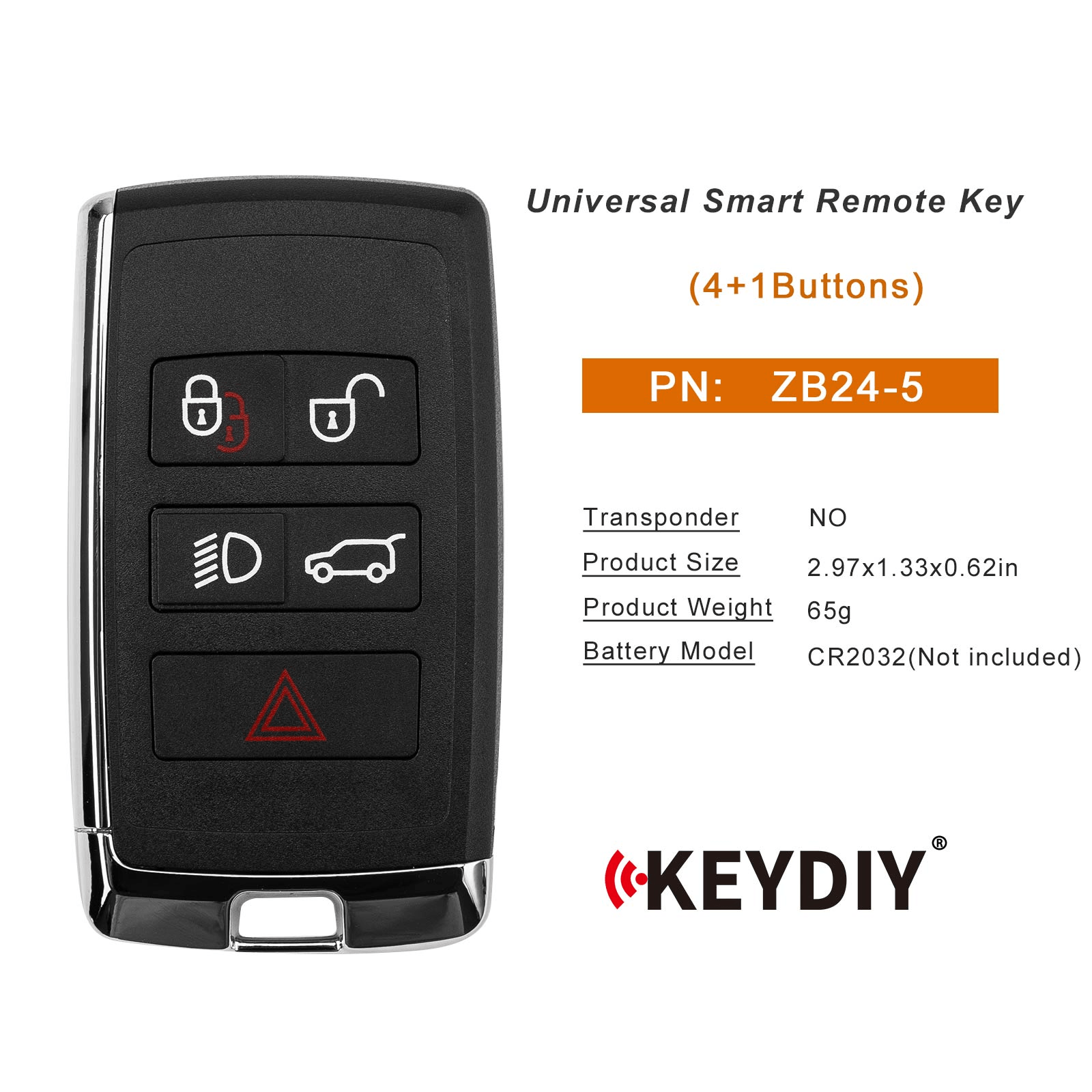 KEYDIY KD ZB24-5 Smart Remote Key for Land Rover Type 4+1 Buttons