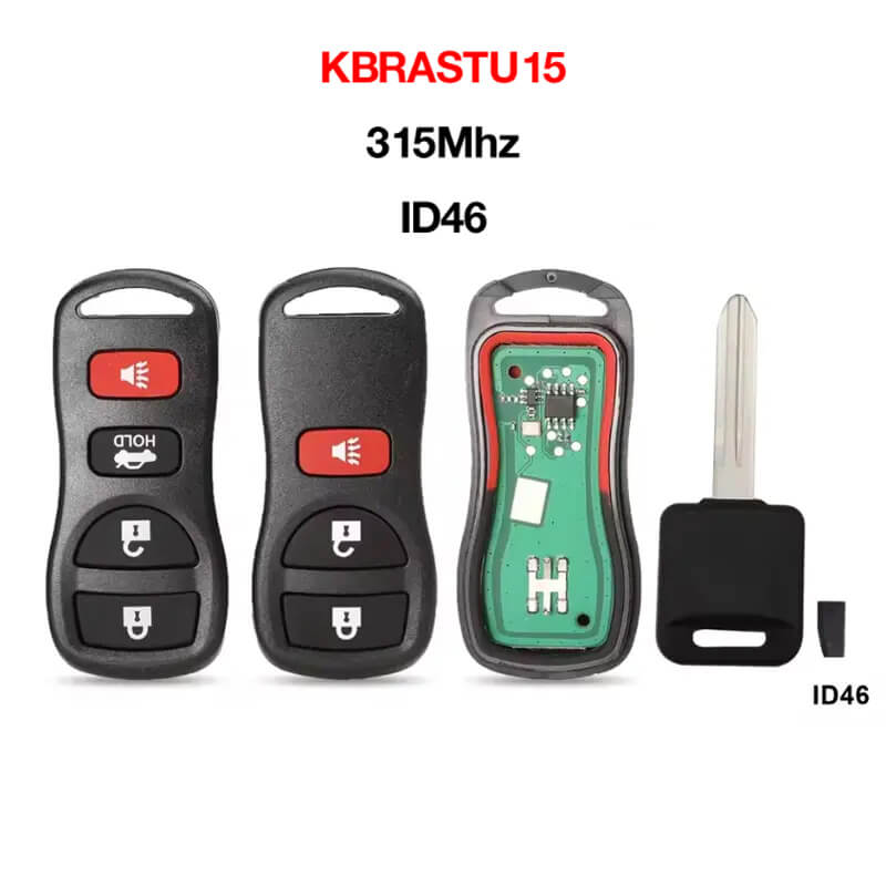 3/4 Button Remote Key KBRASTU15 ID46 Chip 315MHz For Nissan
