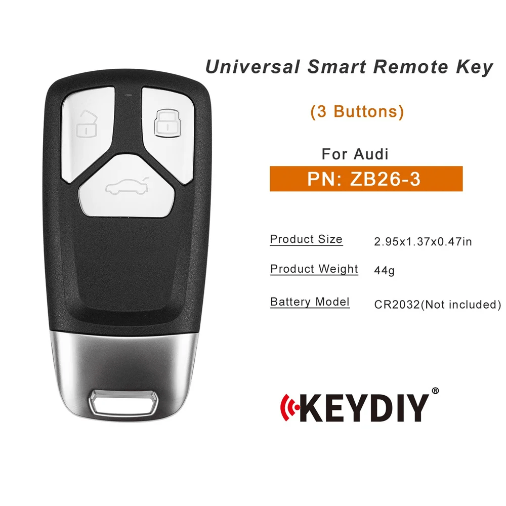 KEYDIY KD ZB26-3 Smart Remote Key for Audi Type 3 Buttons
