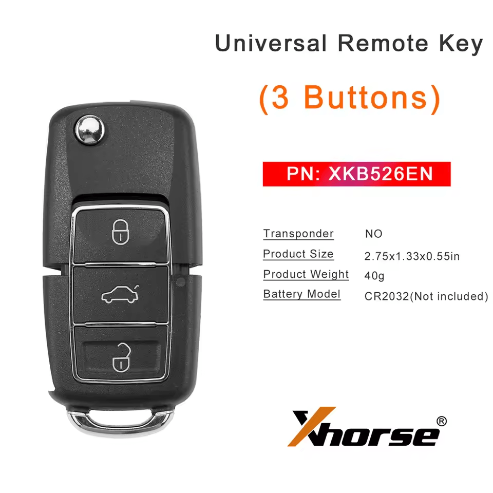 Xhorse XKB526EN 2nd Generation Wire Remote Key for VW B5 Type