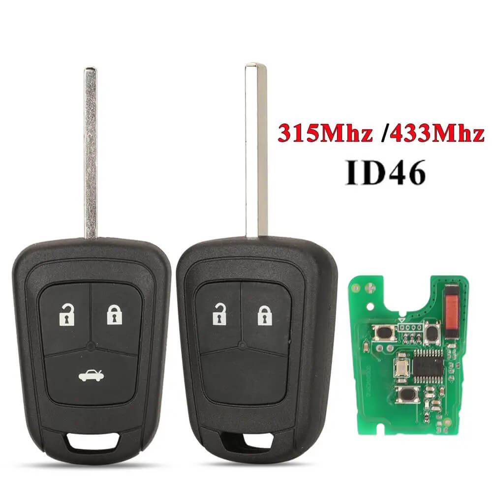 2/3 Button Straight Remote Car Key 315/433MHz ID46 Chip For Chevrolet Opel