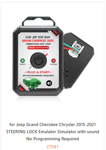 for Jeep Grand Cherokee Chrysler 2015-2021 STEERING LOCK Emulator Simulator with sound No Programming Required